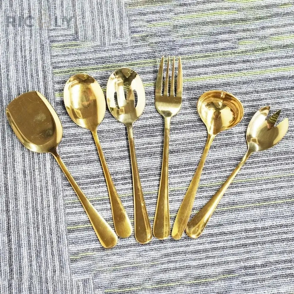 Conjunto de Talheres de Aço Inox Dourado - 6 Peças - Ricaly Kit 6