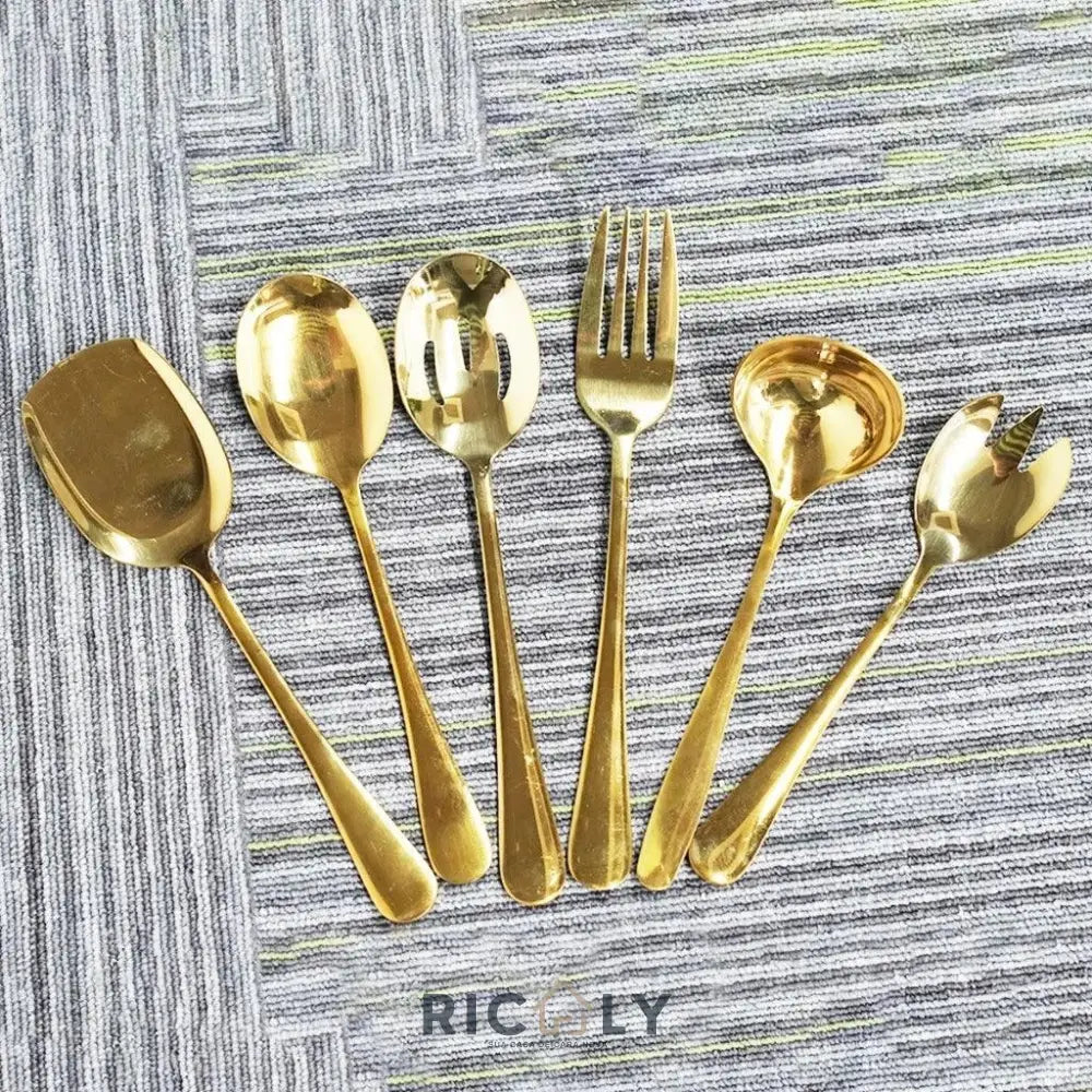 Conjunto de Talheres de Aço Inox Dourado - 6 Peças - Ricaly Kit 6