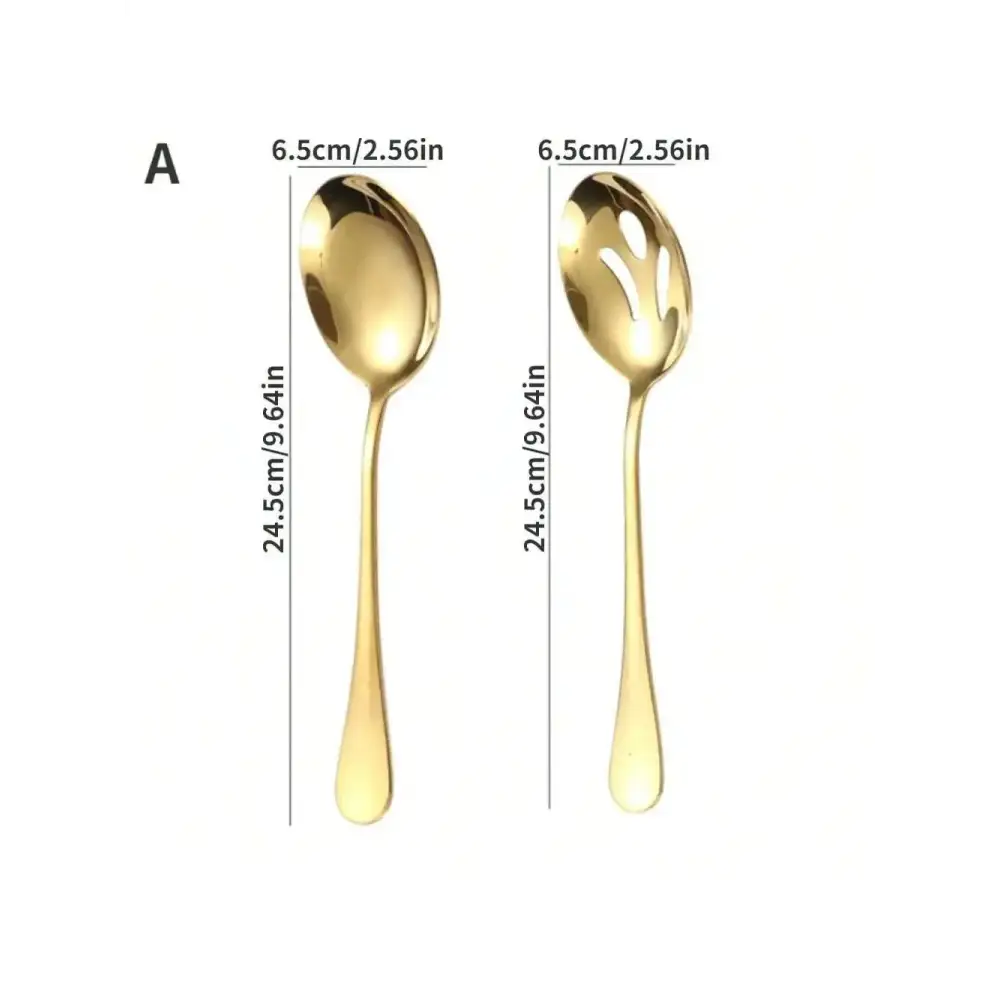 Conjunto de Talheres em Aço Inox Dourado - Colher Garfo Sopa Fenda e Pá - Ricaly - Talheres De Cozinha