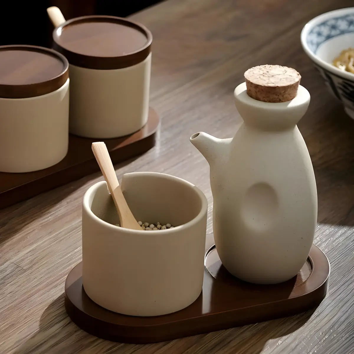 Potes Temperos Cerâmica Ricaly | 3 Peças Design Moderno cerâmica condimento definir Organizadores para Cozinha Compre