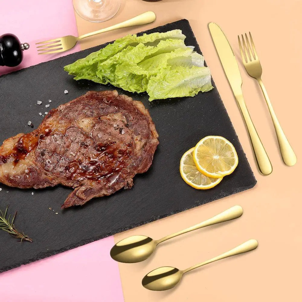 Conjunto de Talheres Luxo Aço Inoxidável Dourado | Ricaly Cozinha & Gastronomia Compre