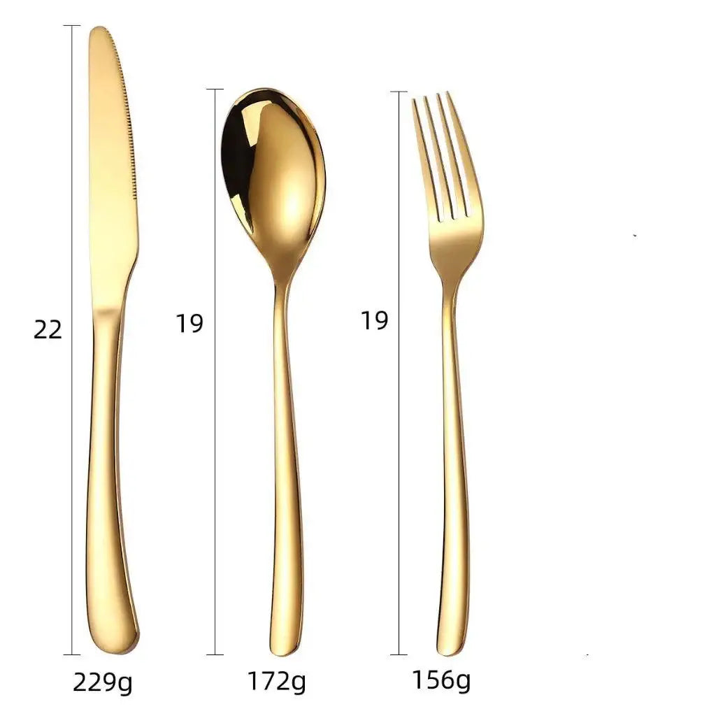 Conjunto de Talheres Luxo Aço Inoxidável Dourado | Ricaly Cozinha & Gastronomia Compre