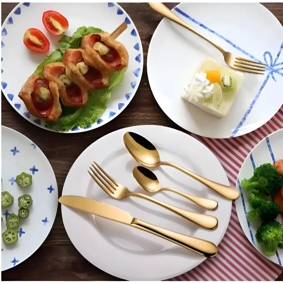 Conjunto de Talheres Luxo Aço Inoxidável Dourado | Ricaly Cozinha & Gastronomia Compre