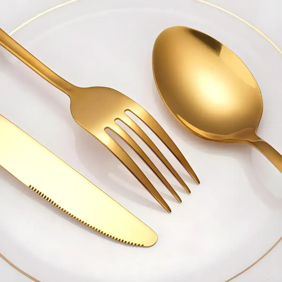 Conjunto de Talheres Luxo Aço Inoxidável Dourado | Ricaly Cozinha & Gastronomia Compre