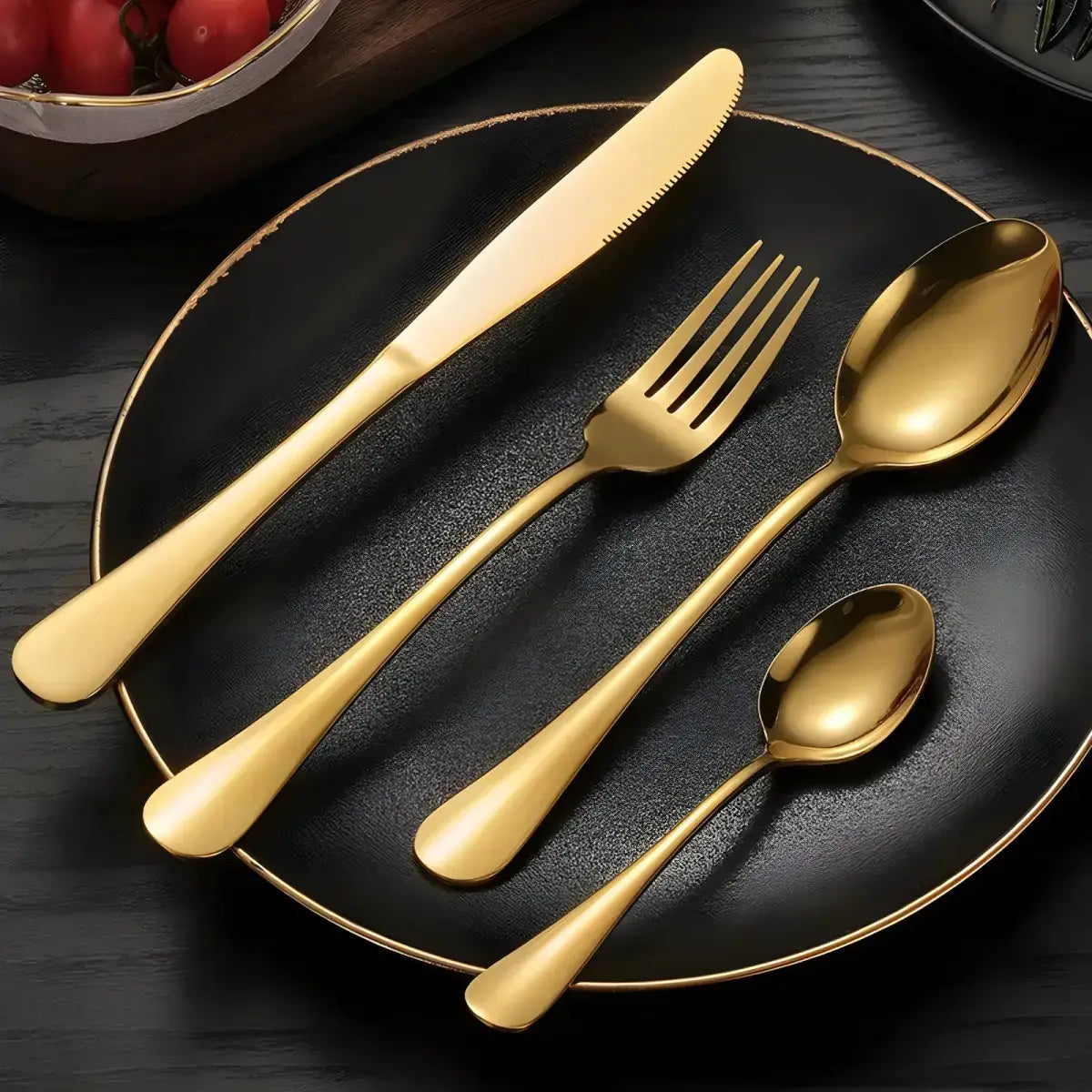 Conjunto de Talheres Luxo Aço Inoxidável Dourado | Ricaly Cozinha & Gastronomia Compre