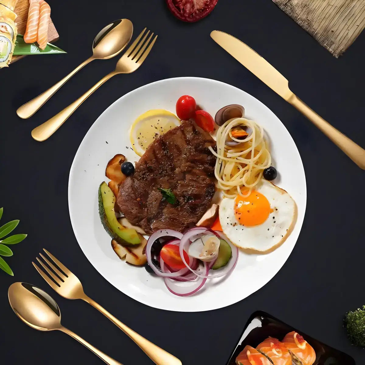 Conjunto de Talheres Luxo Aço Inoxidável Dourado | Ricaly Cozinha & Gastronomia Compre