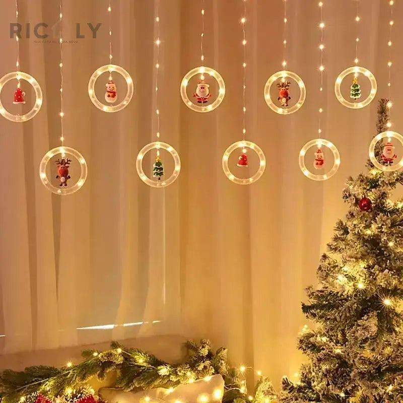 Cortina de Luzes de Led Decoração de Natal Ricaly