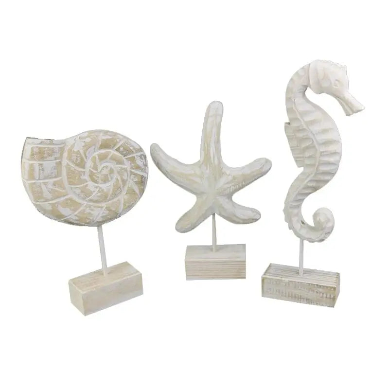 Figurines decorativas navais brancas para mesa em Madeira Artesanal Estrela Marinha