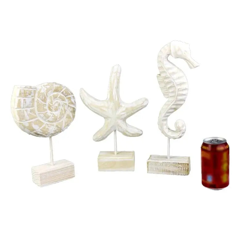 Decoração de mesa com conchas, estrela do mar e cavalo-marinho artesanais Ricaly
