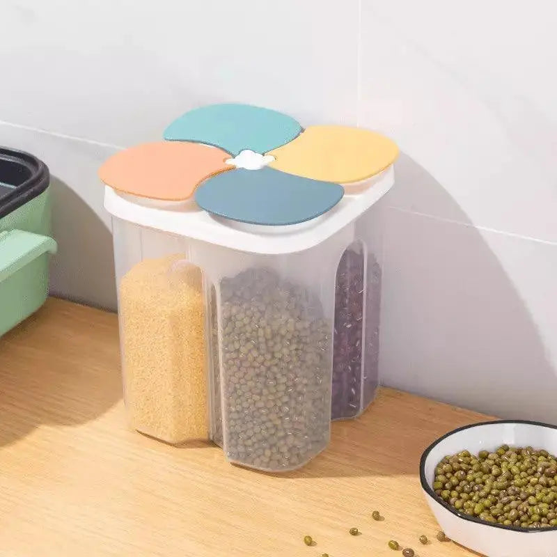 Dispensador Porta Alimentos Ricaly | 1.5L Organize sua Cozinha quatro compartimentos alimentos dispensador