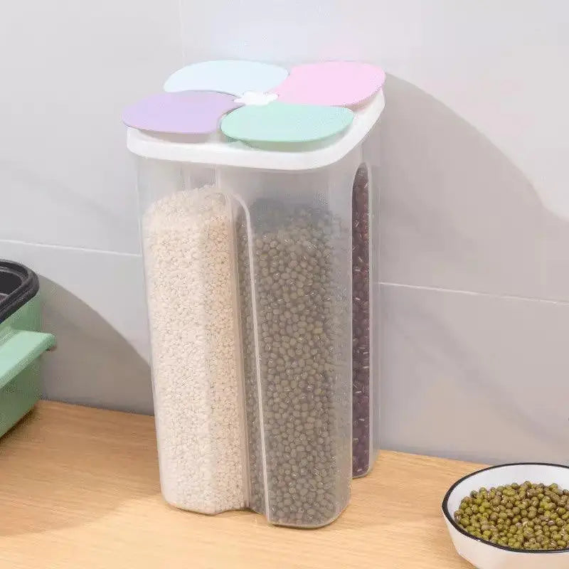 Dispensador Porta Alimentos Ricaly | 1.5L Organize sua Cozinha quatro compartimentos alimentos armazenamento
