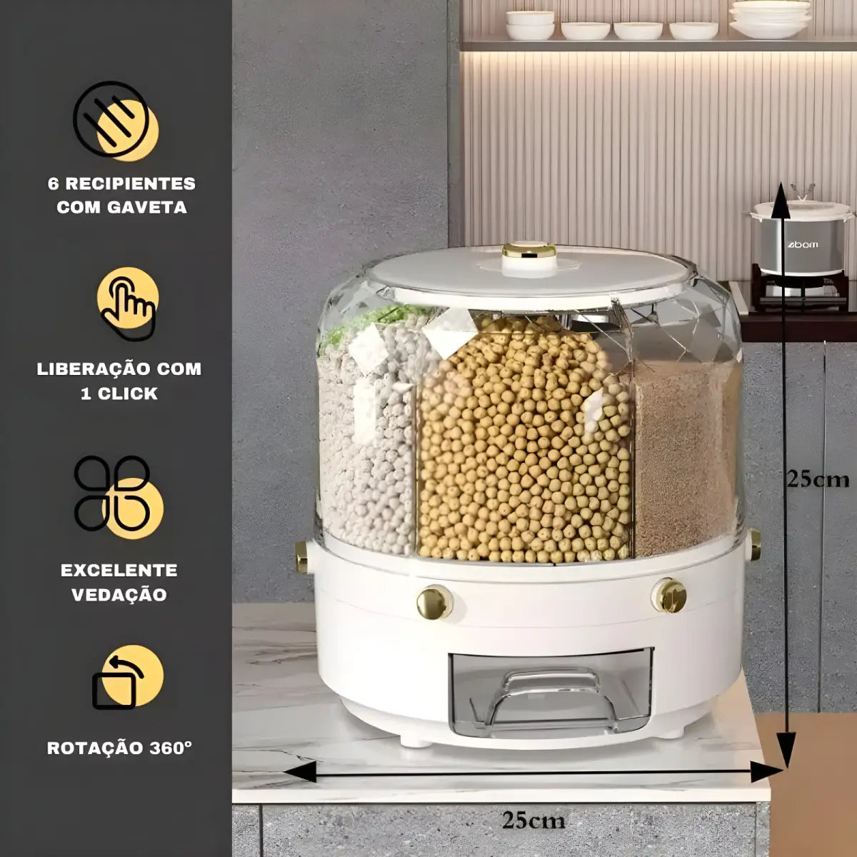 Dispensador Porta Alimentos Ricaly | 5% OFF e Frete Grátis Organizadores para Cozinha Compre