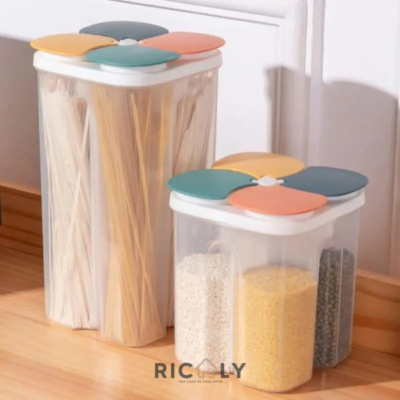 Dispensador Porta Alimentos e Cereais com Divisórias Ricaly – Organização Eficiente na Cozinha