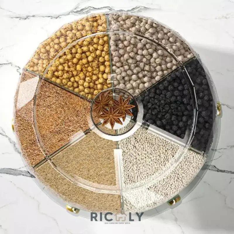 Dispensador Porta Alimentos e Cereais Giratório Ricaly – Elegância e Funcionalidade em Sua Cozinha