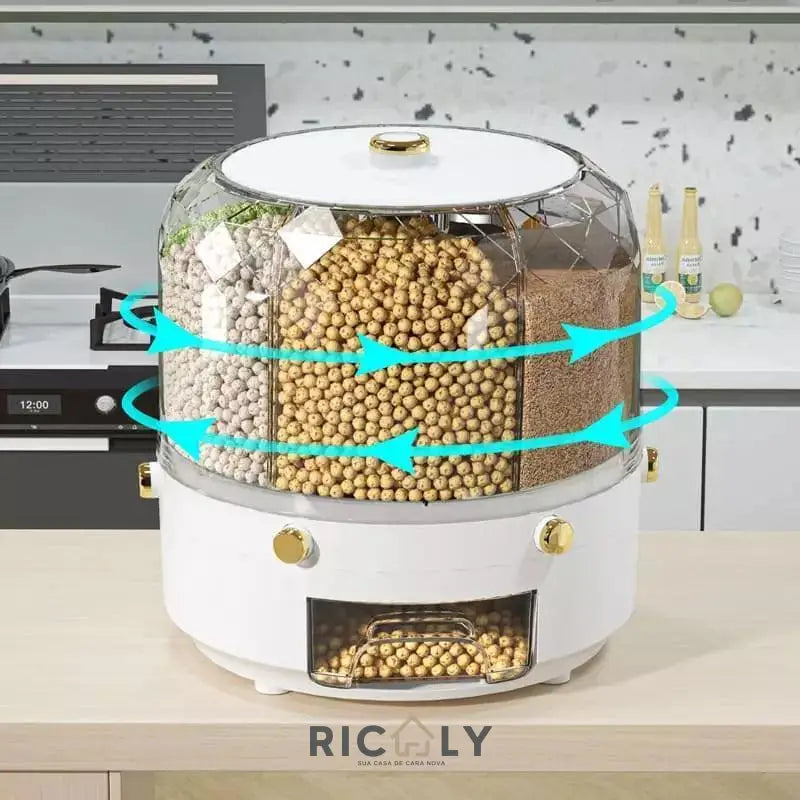 Dispensador Porta Alimentos e Cereais Giratório Ricaly – Elegância e Funcionalidade em Sua Cozinha