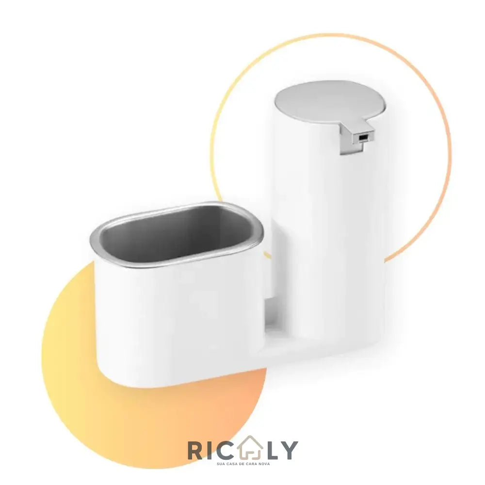 Dispenser Porta Detergente e Sabonete Líquido com Suporte para Bucha – Ricaly