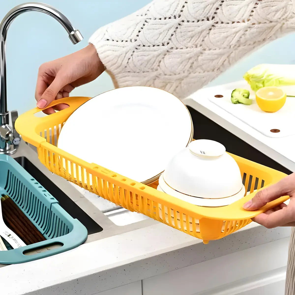 Escorredor Expansível Ricaly | Frete Grátis e 5% OFF amarelo plástico prato Organizadores para Cozinha Compre
