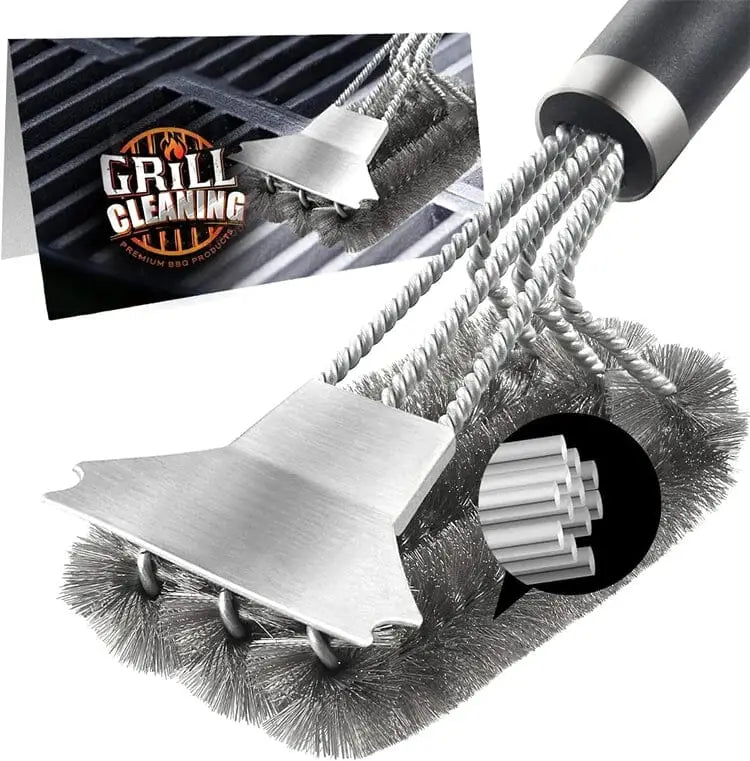 Escova de limpeza para grelha com raspador de aço inoxidável Ricaly