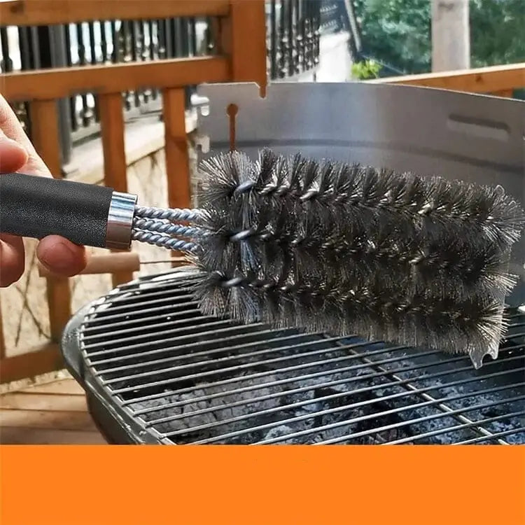 Escova de limpeza para grelha com triplo cabeçote em aço inoxidável Ricaly