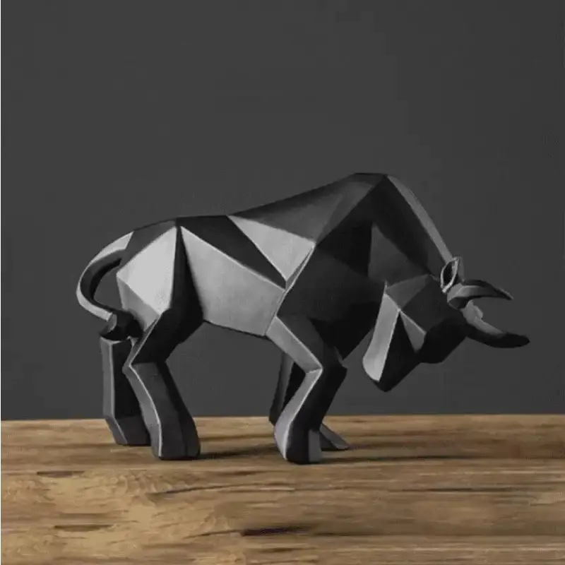 Escultura Geométrica de Touro Ricaly em Resina Compre