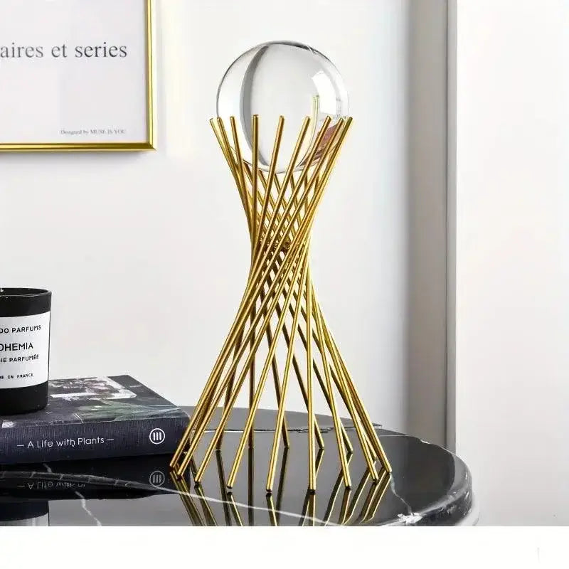 Bolas de Cristal em Suportes Dourados para Arte Abstrata Ricaly Compre