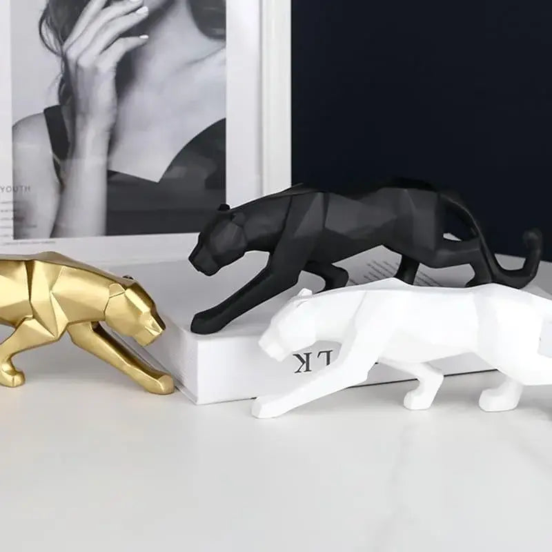 Escultura de Pantera Branca em Resina Ricaly com Design Realista Compre