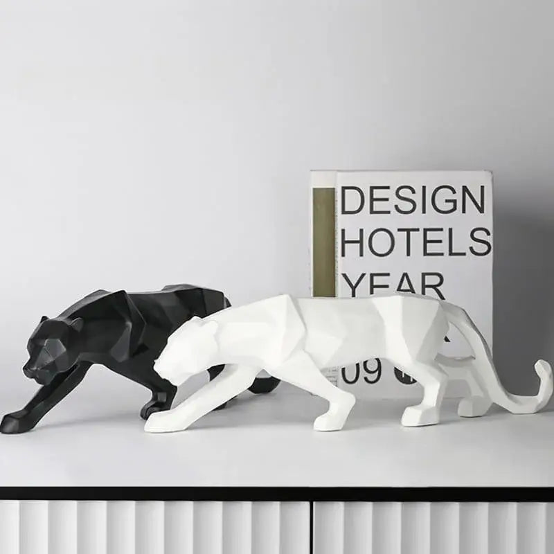 Escultura de Pantera Branca em Resina Ricaly com Design Realista Compre