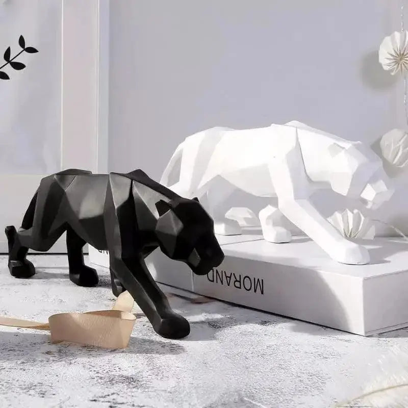 Escultura de Pantera Branca em Resina Ricaly com Design Realista Compre