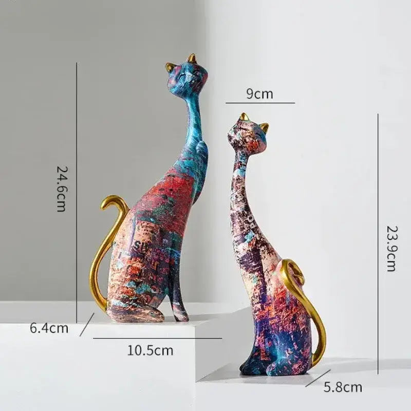 Gatos Estilo Europeu em Resina Ricaly Coloridos Compre