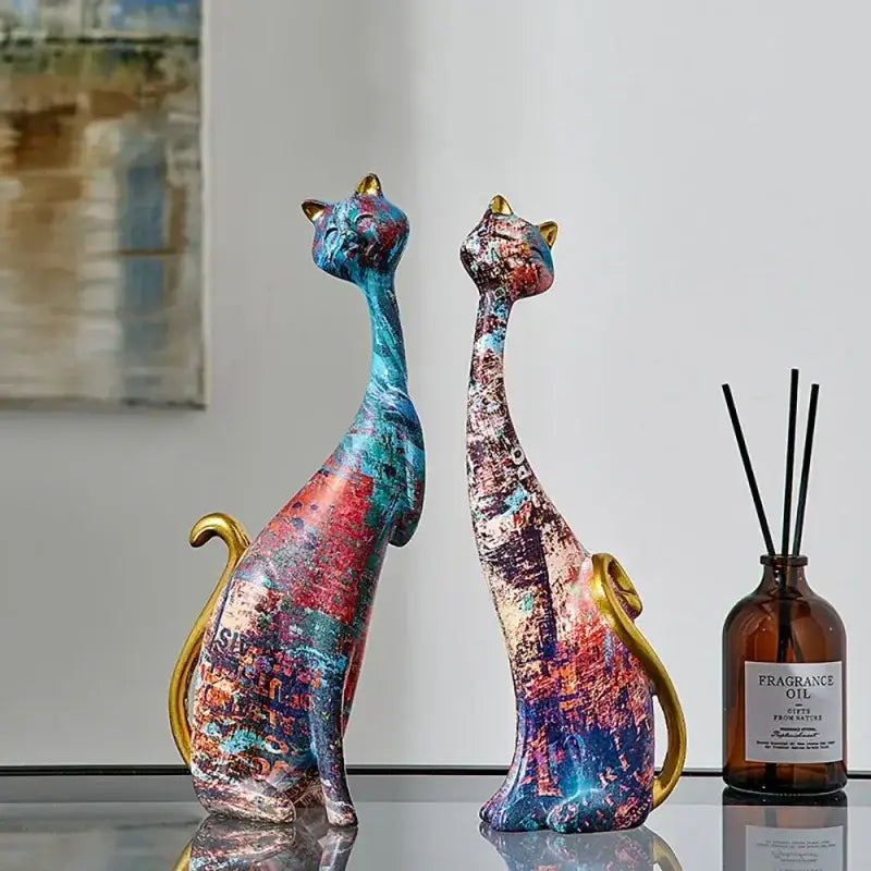 Gatos Estilo Europeu em Resina Ricaly Coloridos Compre