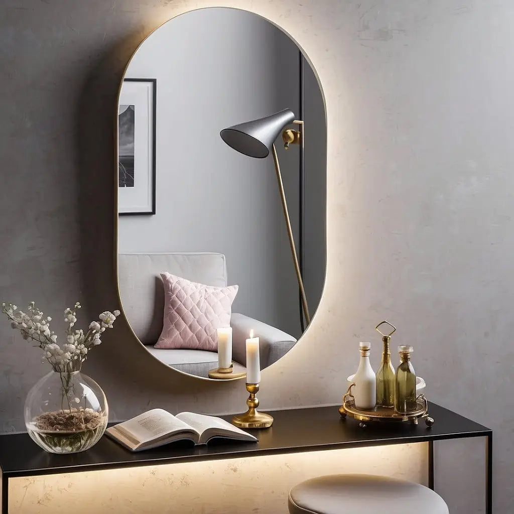 Espelho Decorativo Oval Luxo 80x50cm – Elegância para Sua Sala | Ricaly Mais Vendidos Compre