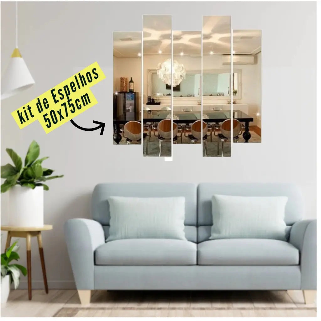 Espelho Decorativo Retangular Kit 5 Peças – Luxo Ricaly Decoração Compre