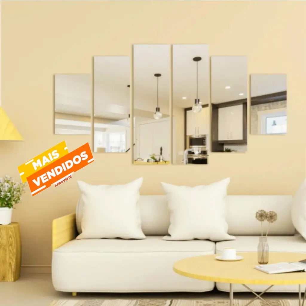 Espelho Decorativo Retangular Vidro Cristal – Kit 6 Peças Ricaly Mais Vendidos Compre