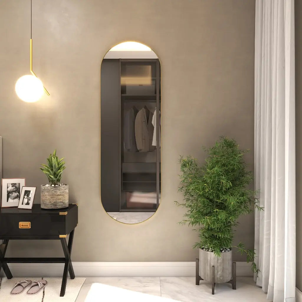 Espelho Oval Decorativo em Couro Sintético Preto – Luxo Ricaly Decoração Compre