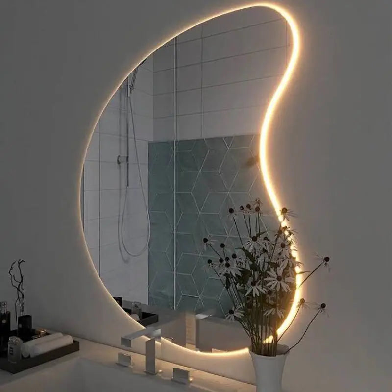 Espelho de Parede Orgânico com LED Decorativo – Ricaly Decoração Compre