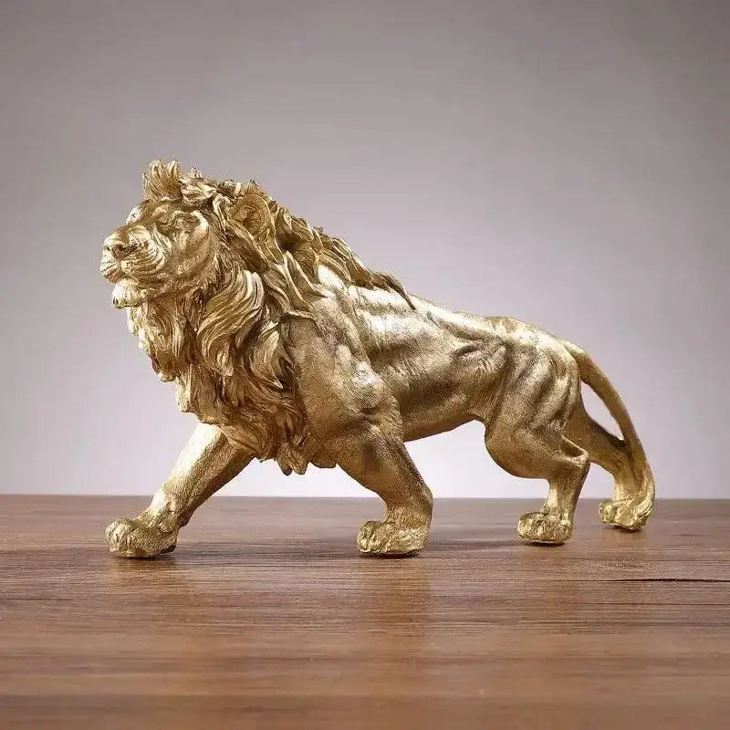Estátua de Leão Dourado Ricaly para Ambiente Compre