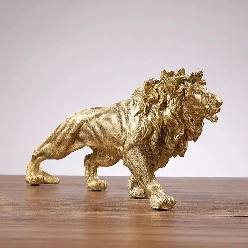 Estátua de Leão Dourado Ricaly para Ambiente Compre
