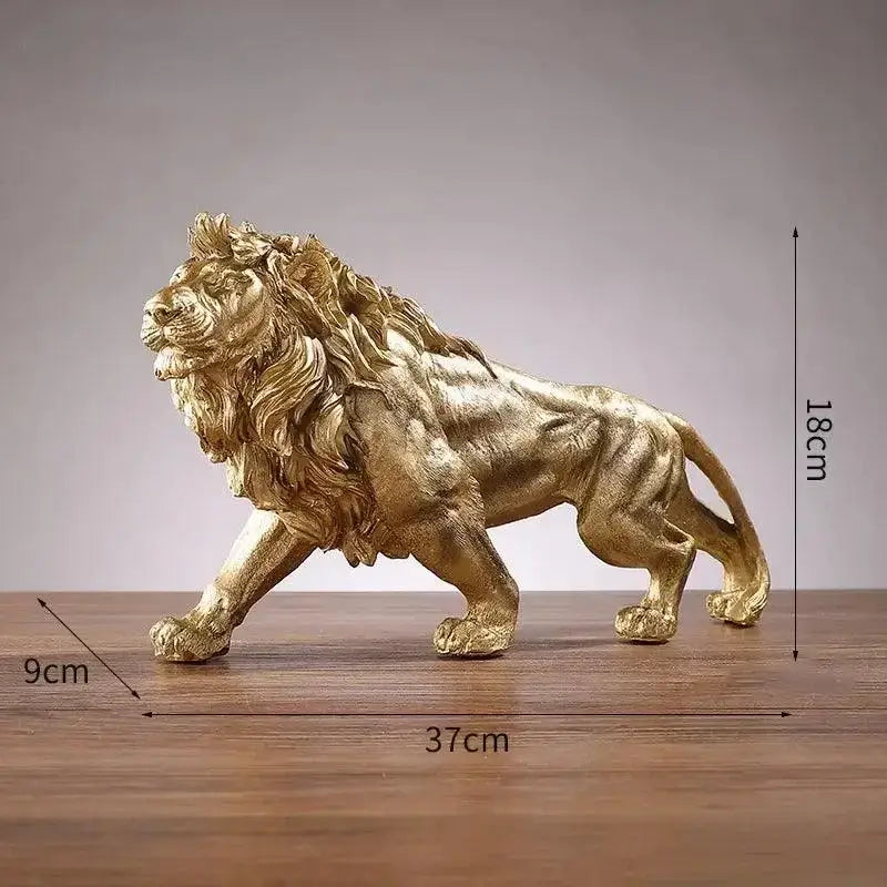 Estátua de Leão Dourado Ricaly para Ambiente Compre
