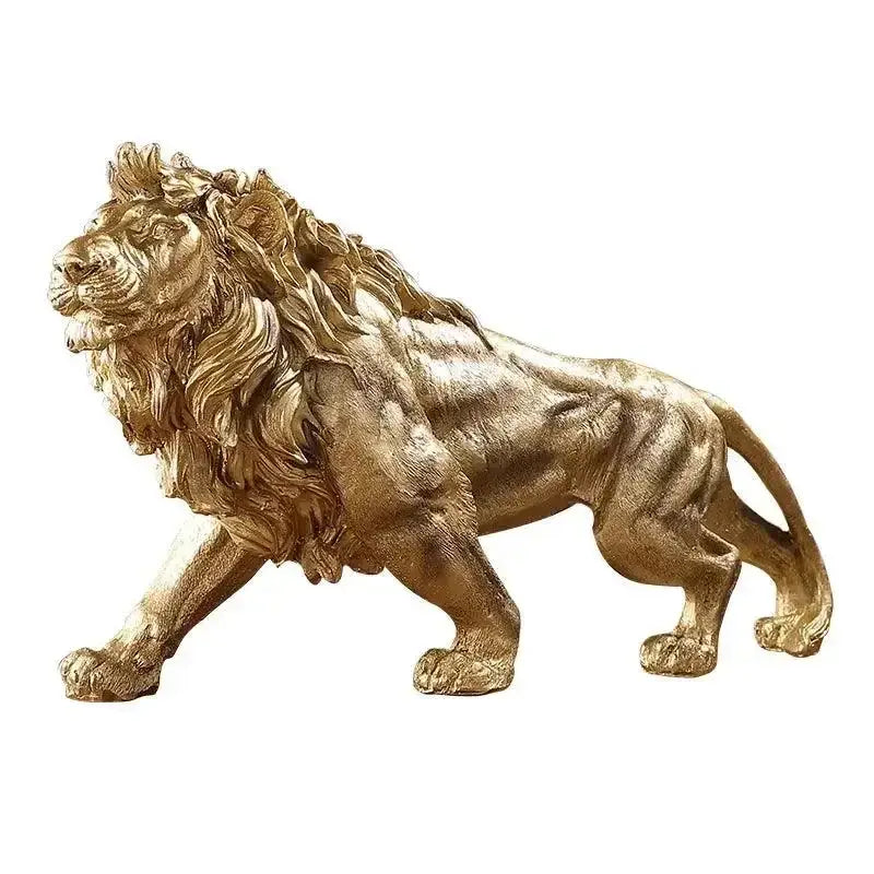 Estátua de Leão Dourado Ricaly para Ambiente Compre