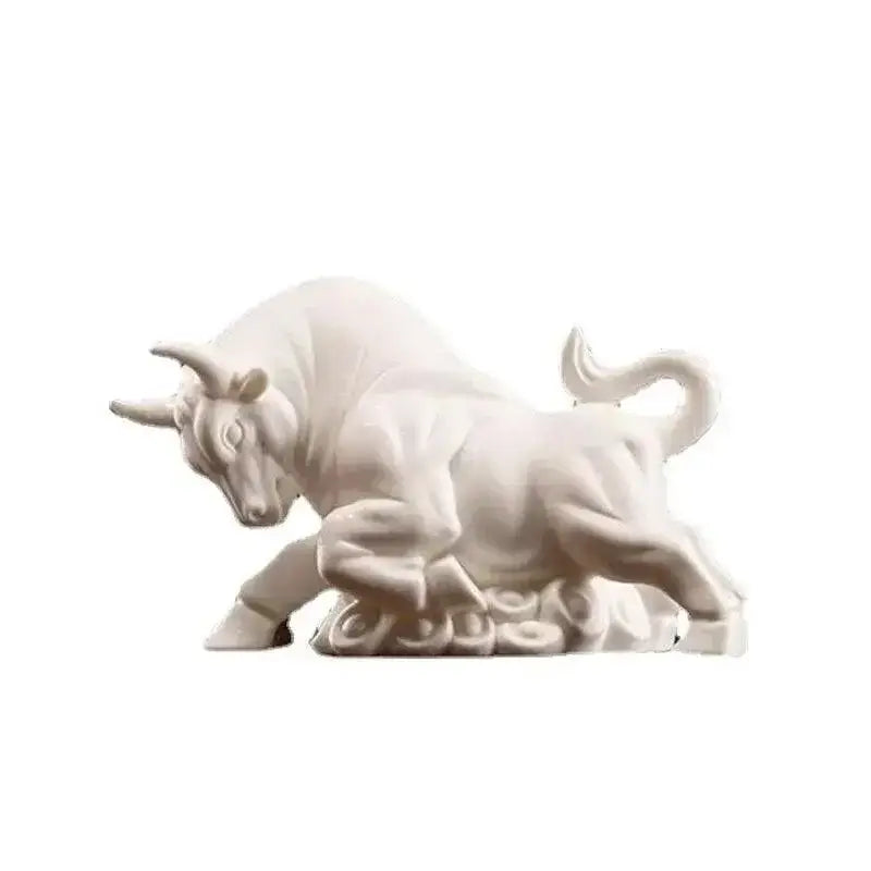 Figurinha de Touro Branco em Cerâmica - Ornamento Decorativo Elegante Compre agora Ricaly