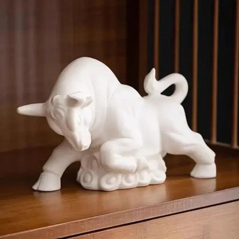 Figurinha de Touro Branco em Cerâmica - Ornamento Decorativo Elegante Compre agora Ricaly
