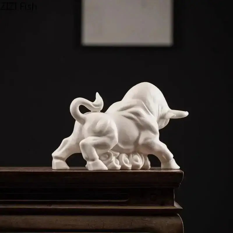 Figurinha de Touro Branco em Cerâmica - Ornamento Decorativo Elegante Compre agora Ricaly