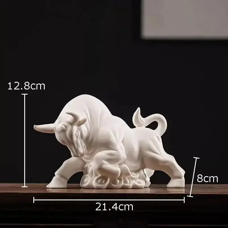 Figurinha de Touro Branco em Cerâmica - Ornamento Decorativo Elegante Compre agora Ricaly