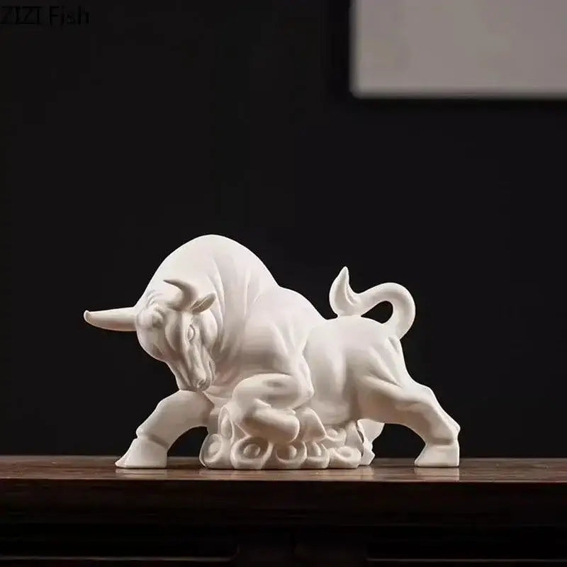 Figurinha de Touro Branco em Cerâmica - Ornamento Decorativo Elegante Compre agora Ricaly