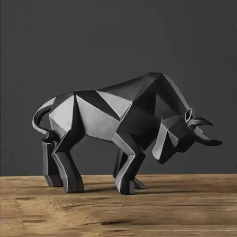 Escultura Geométrica de Touro Ricaly em Resina Compre