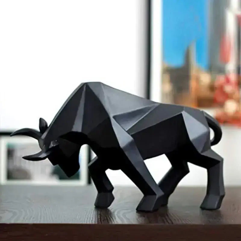 Escultura Geométrica de Touro Ricaly em Resina Compre