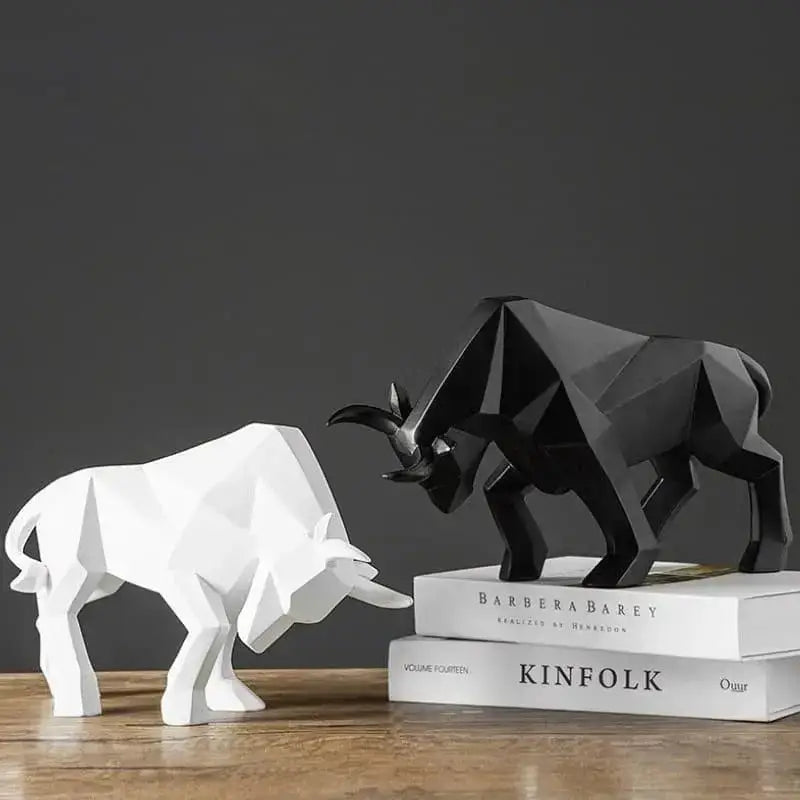 Escultura Geométrica de Touro Ricaly em Resina Compre