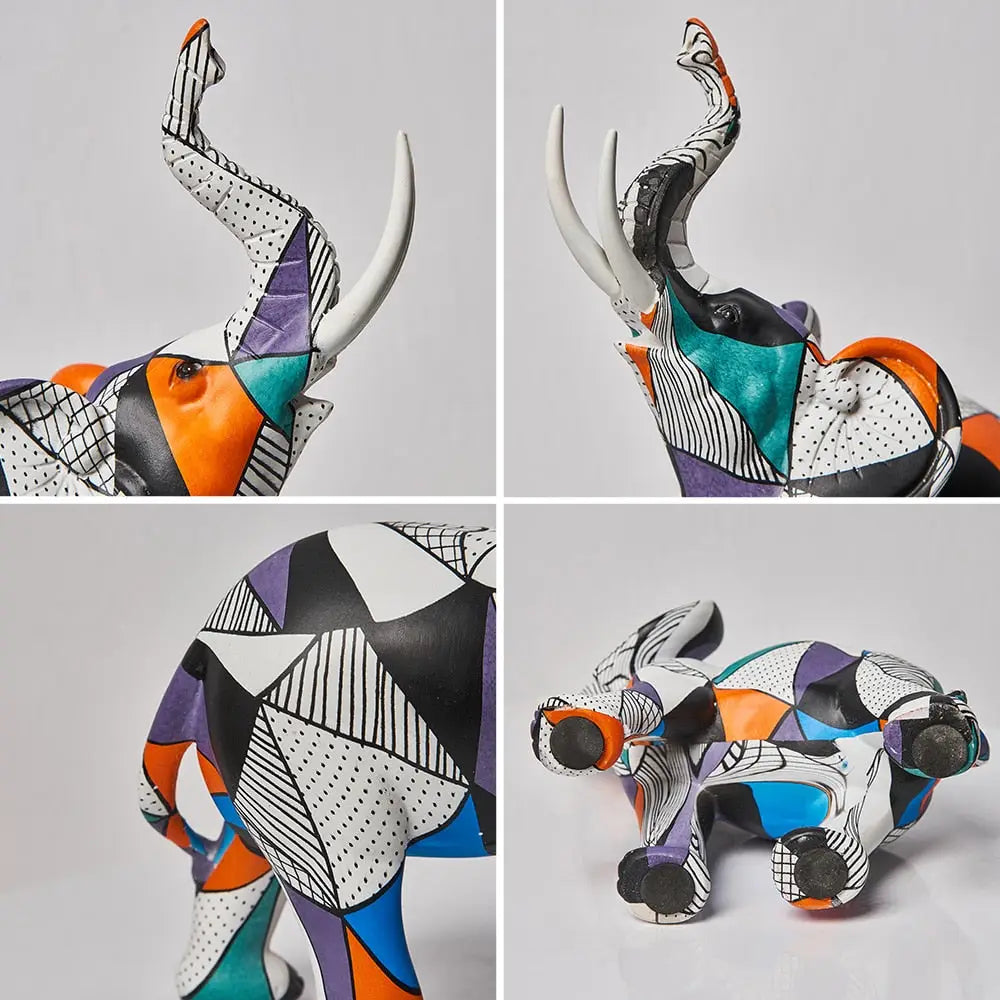 Estatuetas Decorativas Elefantes Abstratos em Dois Estilos Diferentes Compre agora Ricaly