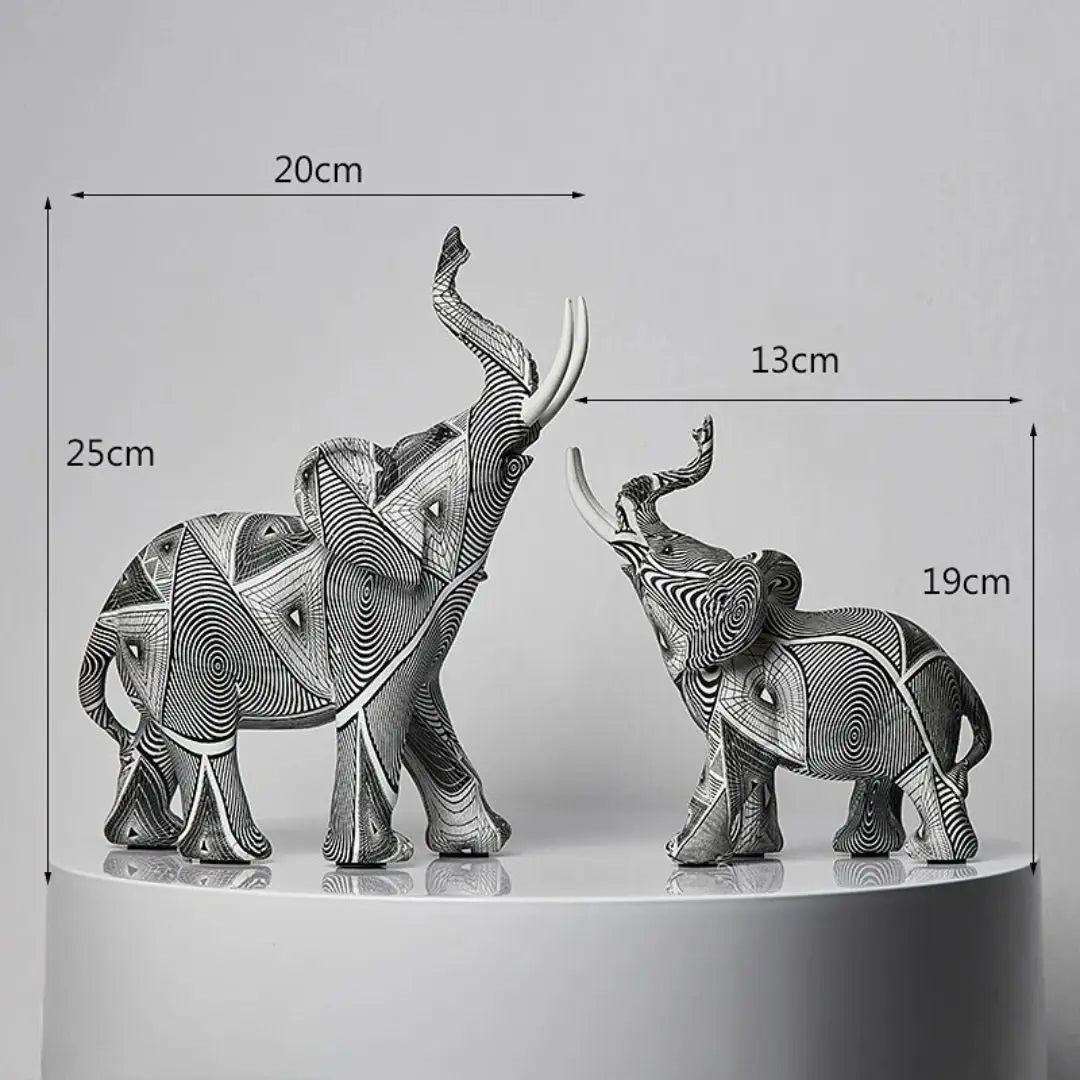Estatuetas Decorativas Elefantes Abstratos em Dois Estilos Diferentes Compre agora Ricaly
