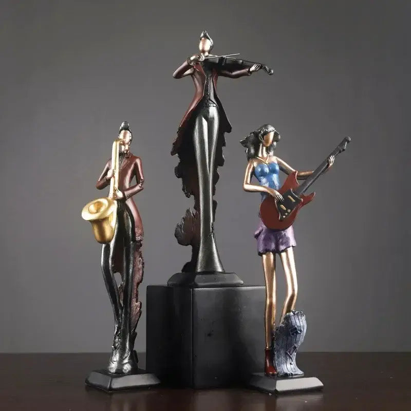 Figurinas Musicais Abstratas em Resina Ricaly para Decoração Vintage Compre